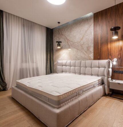 M-Tec Double Bed – King Size (Headboard with Heavy Cushioning)